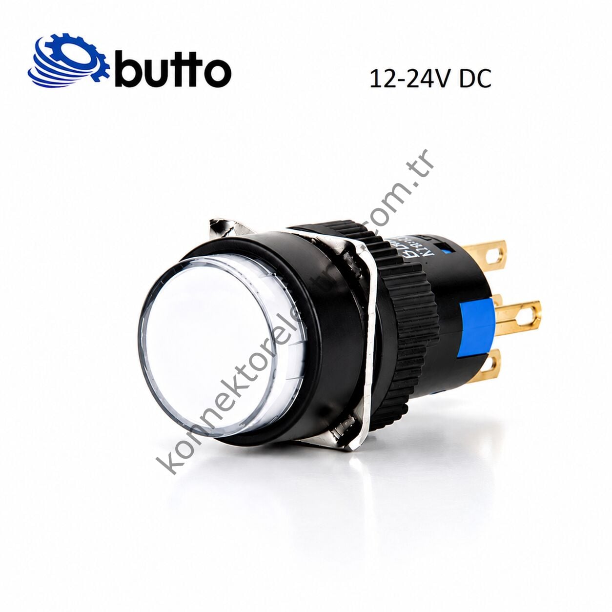 BUTTO K16-170-WD K Serisi 16mm Yuvarlak Plastik Gövde Beyaz Sinyal Lambası 2 Pin