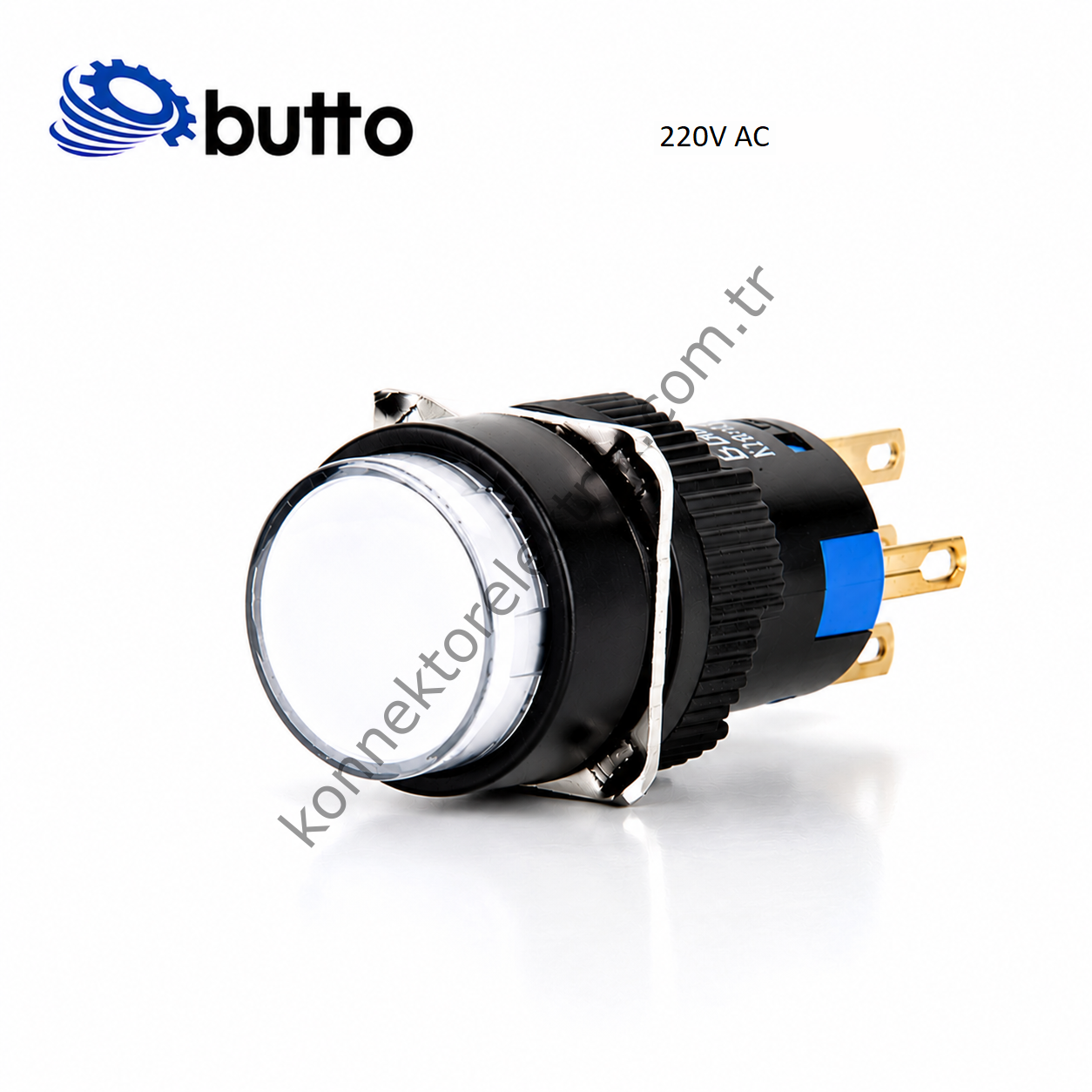 BUTTO K16-170-WA2 K Serisi 16mm Yuvarlak Plastik Gövde Beyaz Sinyal Lambası 2 Pin