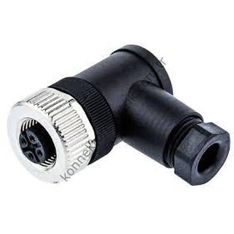 SELİ M12 4 Pin Dişi 90° Açılı Kablo Tipi Seyyar Konnektör