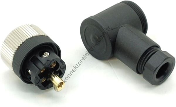 SELİ M12 5 Pin Dişi 90° Açılı Kablo Tipi Seyyar Konnektör