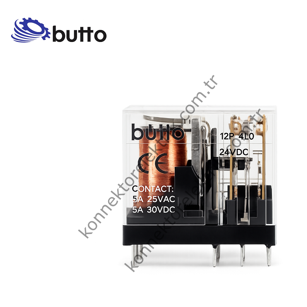 BUTTO 14F-1P/024DC (40.51-024DC)  Tek Kontak 1x10A 24V DC Röle