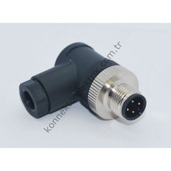 SELİ M12  4 Pin Erkek 90° Açılı Kablo Tipi Seyyar Konnektör