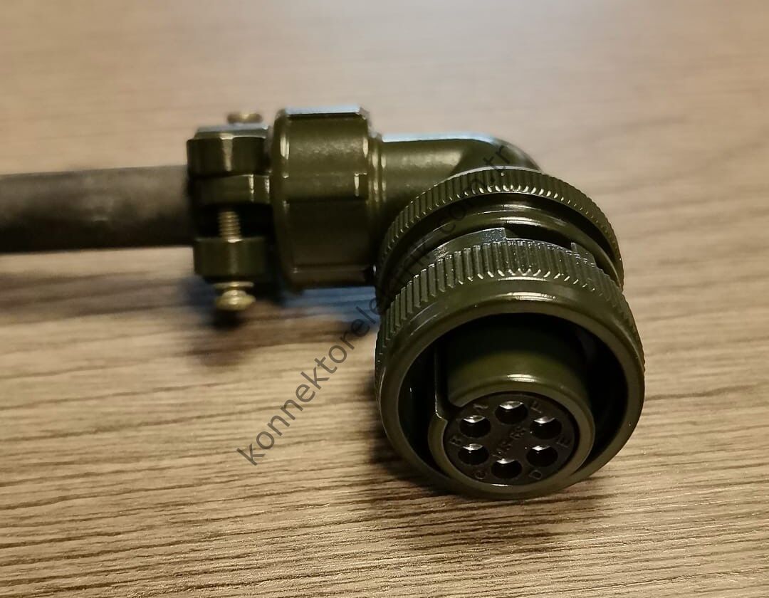 HZ CONNECTORS MS3108F 14S-6S 6 Pin Metal Kasa 90° Açılı Kablo Tipi Dişi Askeri Konnektör
