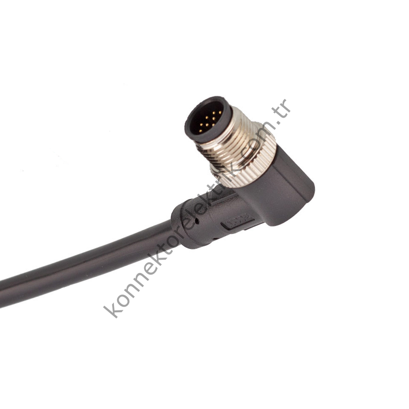 SELİ M12  8 Pin Erkek 90° Açılı Kablo Tipi Seyyar Konnektör