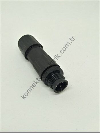 HZ CONNECTORS M12AM03ML M12 3 Pin IP68 Metal Kasa Panel Tipi Erkek Endüstriyel Konnektör