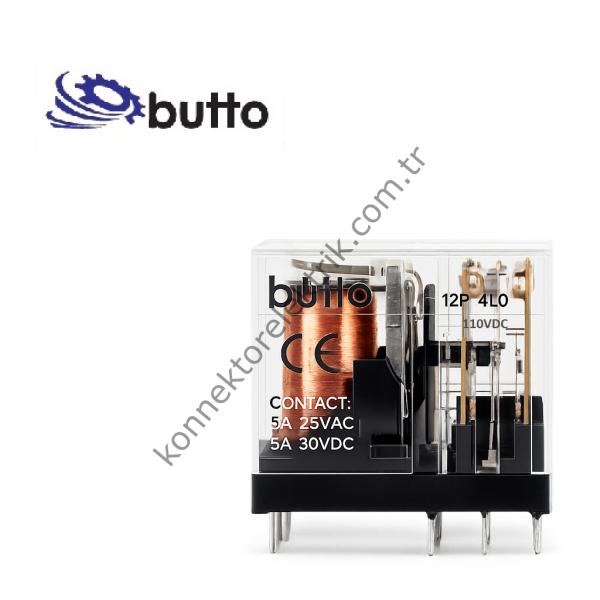 BUTTO 14F-1P/110DC (40.51-110DC) Tek Kontak 1x10A 110V DC Röle