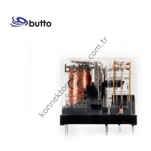 BUTTO 14F-2P/024AC (40.52-024AC) Çift Kontak 2x5A 24V AC Röle
