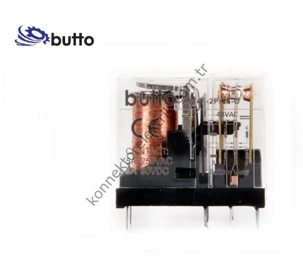 BUTTO 14F-2P/048AC (40.52-048AC) Çift Kontak  2x5A 48V AC Röle