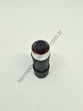 HZ CONNECTORS M12AF08ML M12 8 Pin IP68 Metal Kasa Kablo Tipi Dişi Endüstriyel  Konnektör