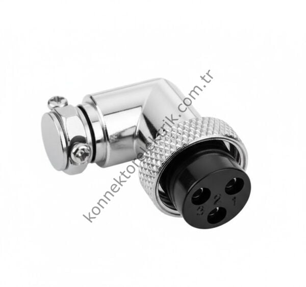 HZ CONNECTORS 16M-3D 3 Pinli Metal Kasa 90° Açılı Kablo Tipi Dişi Konnektör