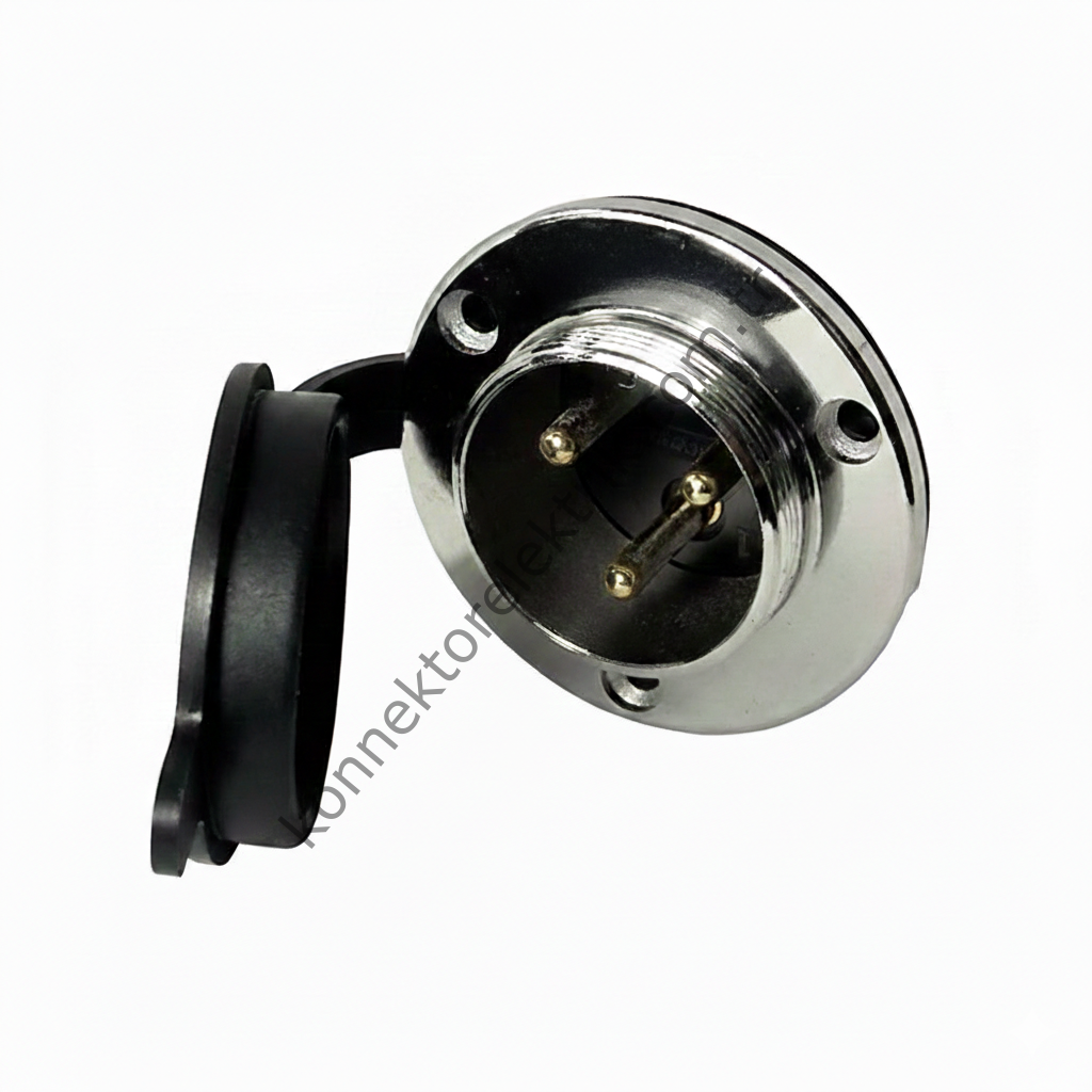 HZ CONNECTORS 16M-3E Yuvarlak Flanşlı 3 Pinli Metal Kasa Panel Tipi Erkek Konnektör