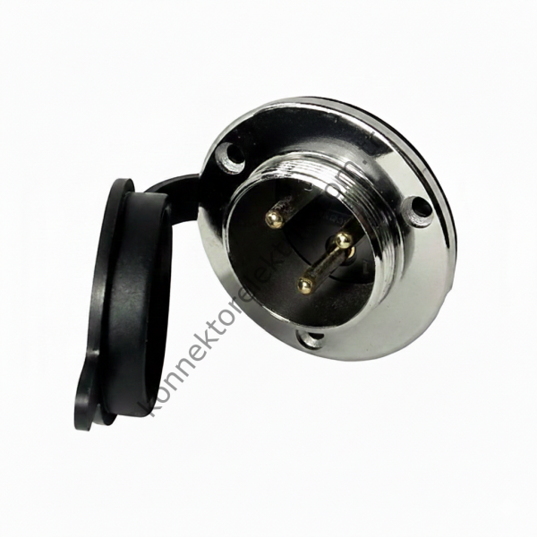 HZ CONNECTORS 16M-3E Yuvarlak Flanşlı 3 Pinli Metal Kasa Panel Tipi Erkek Konnektör