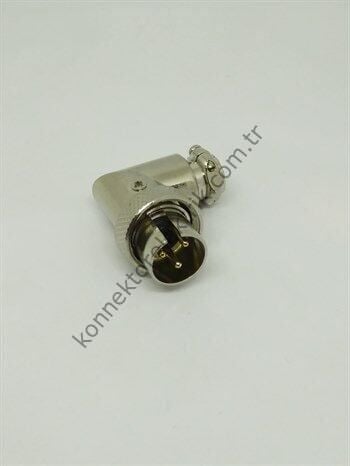 HZ CONNECTORS 16MF-3D 3 Pinli Metal Kasa 90° Açılı Kablo Tipi Erkek Konnektör