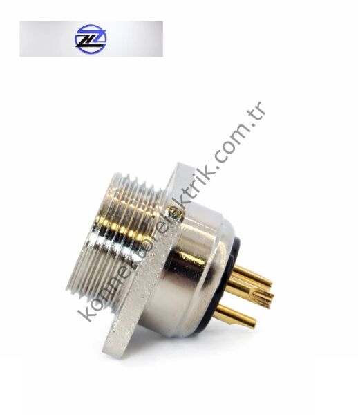 HZ CONNECTORS GX16 16MF-3H Kare Flanş 3 Pin Metal Kasa Panel Tipi Dişi Mike (Mayk) Konnektör
