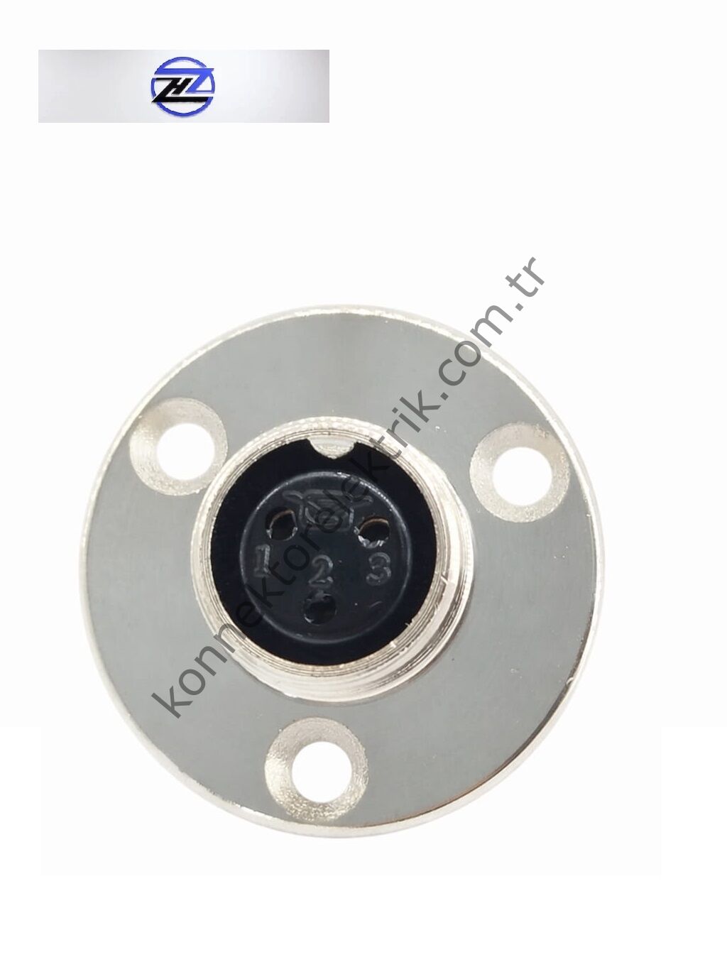 HZ CONNECTORS GX16 16MF-3E Yuvarlak Flanş 3 Pin Metal Kasa Panel Tipi Dişi Mike (Mayk) Konnektör