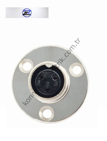 HZ CONNECTORS GX16 16MF-3E Yuvarlak Flanş 3 Pin Metal Kasa Panel Tipi Dişi Mike (Mayk) Konnektör