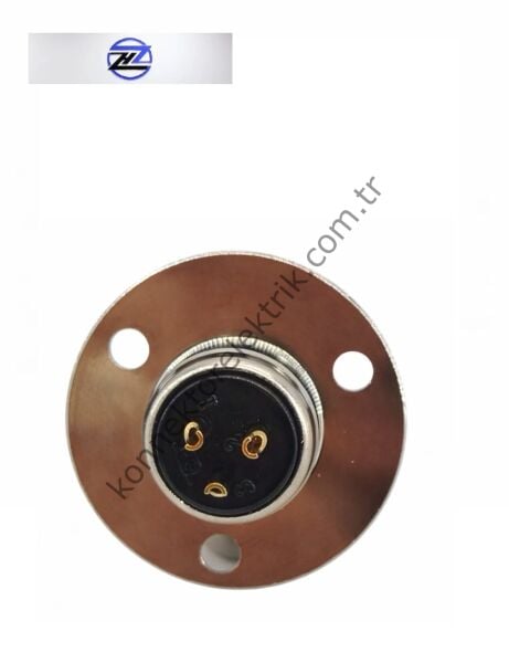 HZ CONNECTORS GX16 16MF-3E Yuvarlak Flanş 3 Pin Metal Kasa Panel Tipi Dişi Mike (Mayk) Konnektör