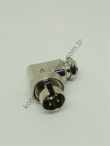 HZ CONNECTORS 16MF-4D 4 Pinli Metal Kasa 90° Açılı Kablo Tipi Erkek Konnektör