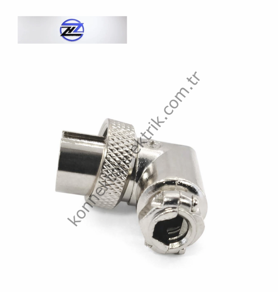 HZ CONNECTORS GX16 16MF-4D 4 Pin Metal Kasa 90° Açılı Kablo Tipi Erkek Mike (Mayk) Konnektör