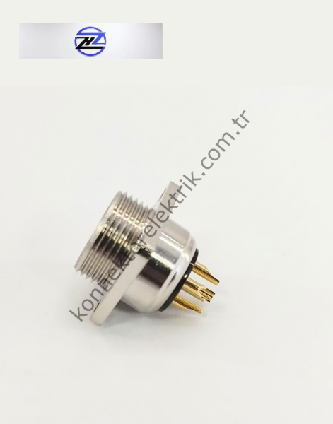 HZ CONNECTORS GX16 16MF-4H Kare Flanş 4 Pin Metal Kasa Panel Tipi Dişi Mike (Mayk) Konnektör
