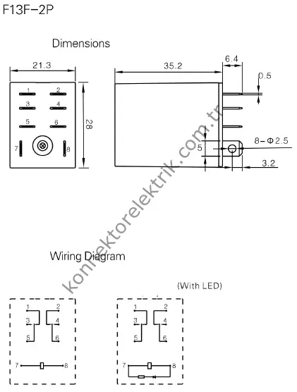 BUTTO 157FT-2PL 220VAC (46.52.220AC) Ledli-Test Butonlu 2x8A  220V AC Röle