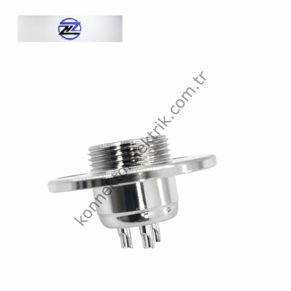 HZ CONNECTORS GX16 16M-4E Yuvarlak Flanş 4 Pin Metal Kasa Panel Tipi Erkek Mike (Mayk) Konnektör