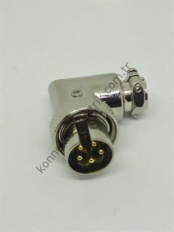HZ CONNECTORS 16MF-5D 5 Pinli Metal Kasa 90° Açılı Kablo Tipi Erkek Konnektör