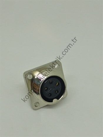 HZ CONNECTORS 16MF-5H Kare Flanşlı 5 Pinli Metal Kasa Panel Tipi Dişi Konnektör