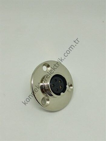 HZ CONNECTORS 16MF-5E Yuvarlak Flanşlı 5 Pinli Metal Kasa Panel Tipi Dişi Konnektör