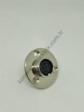 HZ CONNECTORS 16MF-5E Yuvarlak Flanşlı 5 Pinli Metal Kasa Panel Tipi Dişi Konnektör