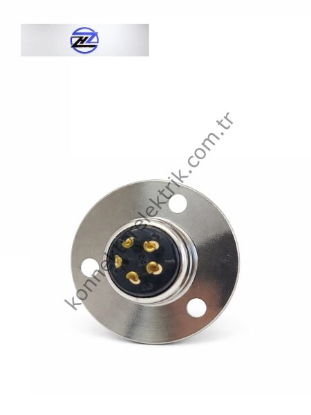 HZ CONNECTORS 16MF-5E Yuvarlak Flanşlı 5 Pinli Metal Kasa Panel Tipi Dişi Konnektör