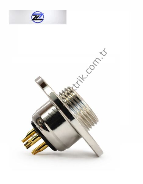 HZ CONNECTORS 16MF-5E Yuvarlak Flanşlı 5 Pinli Metal Kasa Panel Tipi Dişi Konnektör