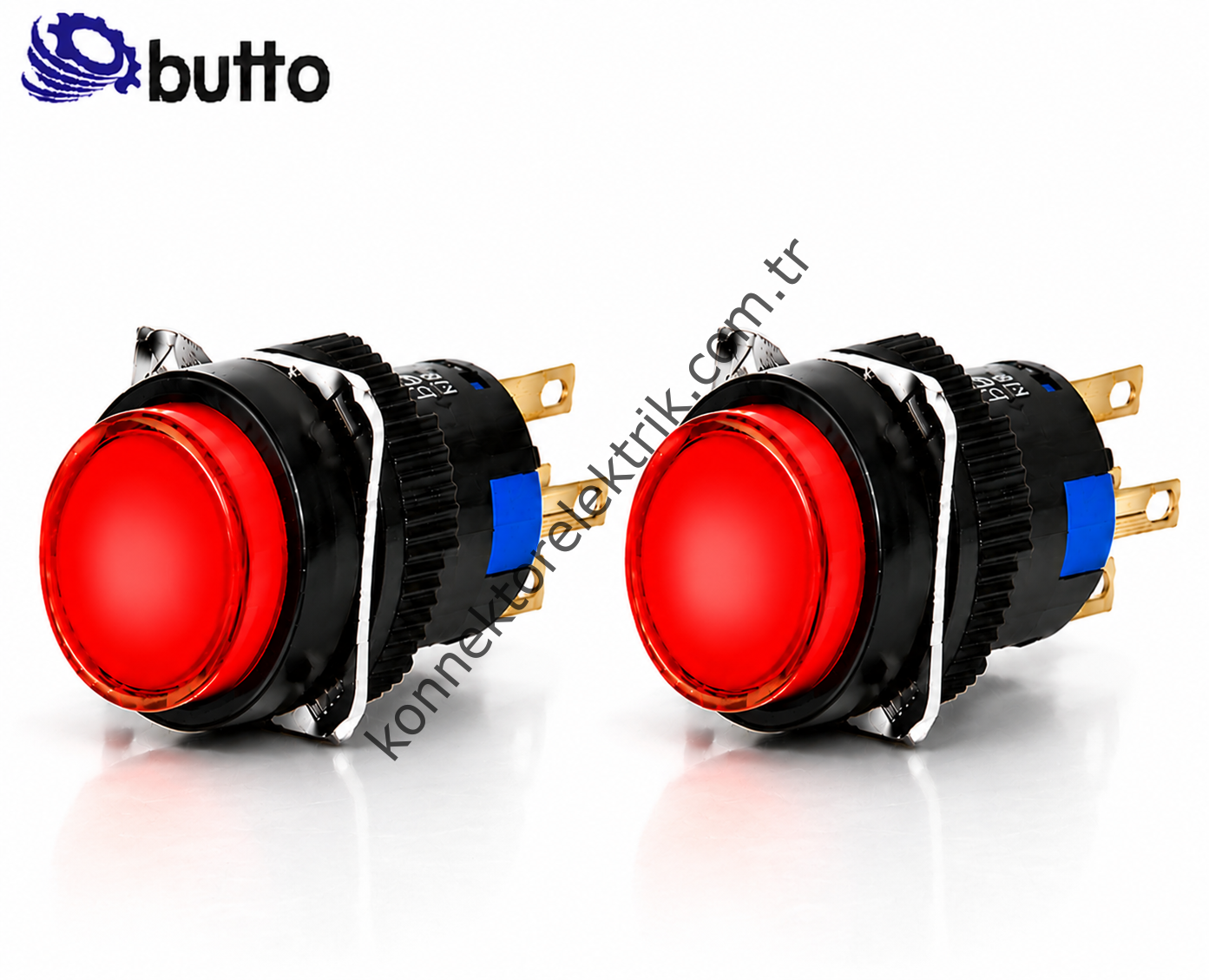 BUTTO  K16-372-RA2  16mm Yuvarlak Plastik Gövde Kalıcı Buton  Led Işıklı 220V AC