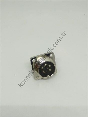 HZ CONNECTORS 16M-5H Kare Flanşlı 5 Pinli Metal Kasa Panel Tipi Erkek Konnektör