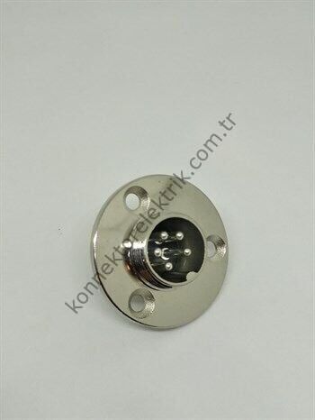 HZ CONNECTORS 16M-5E Yuvarlak Flanşlı 5 Pinli Metal Kasa Panel Tipi Erkek Konnektör