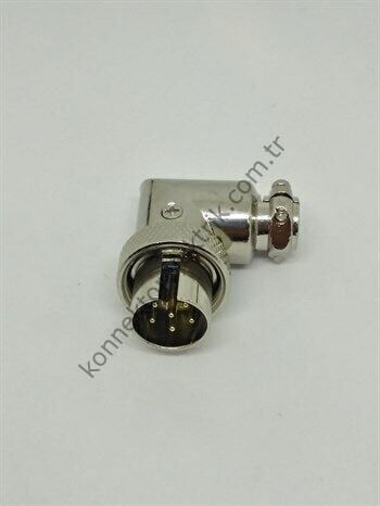 HZ CONNECTORS GX16 16MF-6D 6 Pin Metal Kasa 90° Açılı Kablo Tipi Erkek Mike (Mayk) Konnektör