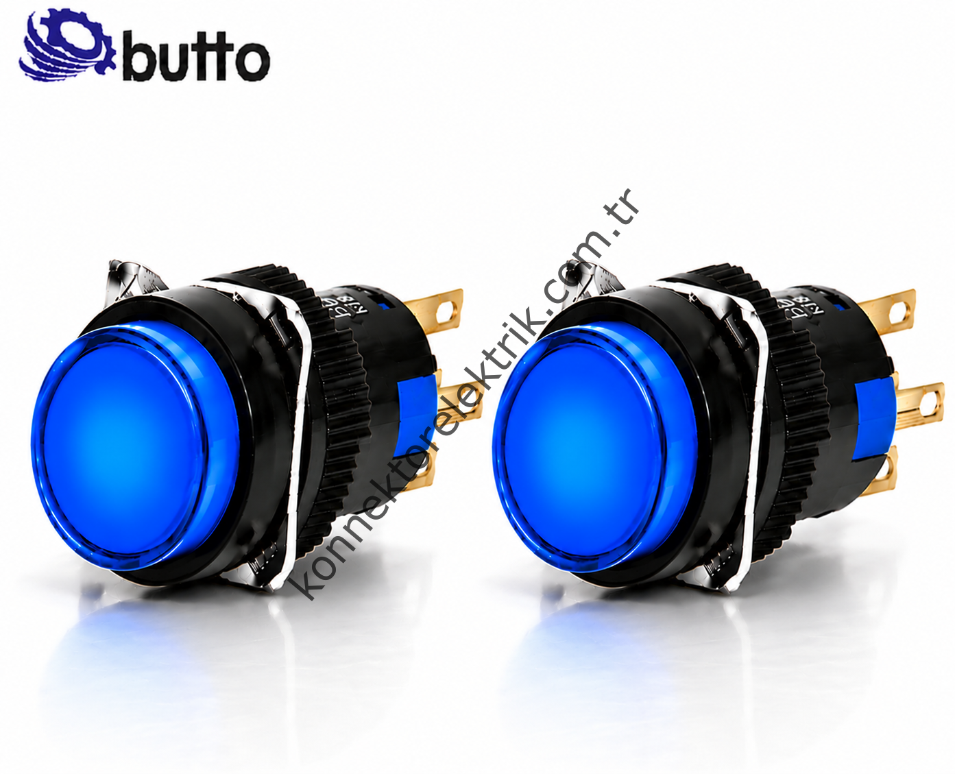 BUTTO K16-372-BA2  16mm Yuvarlak Plastik Gövde Kalıcı Buton  Led Işıklı 220V AC