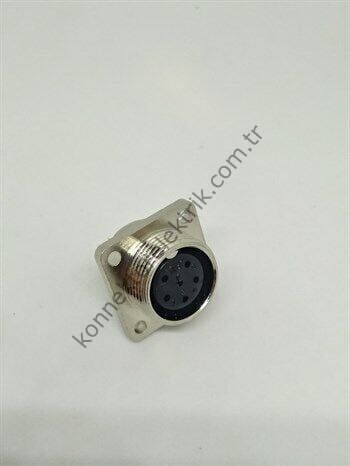 HZ CONNECTORS GX16 16MF-6H Kare Flanş 6 Pin Metal Kasa Panel Tipi Dişi Mike (Mayk) Konnektör