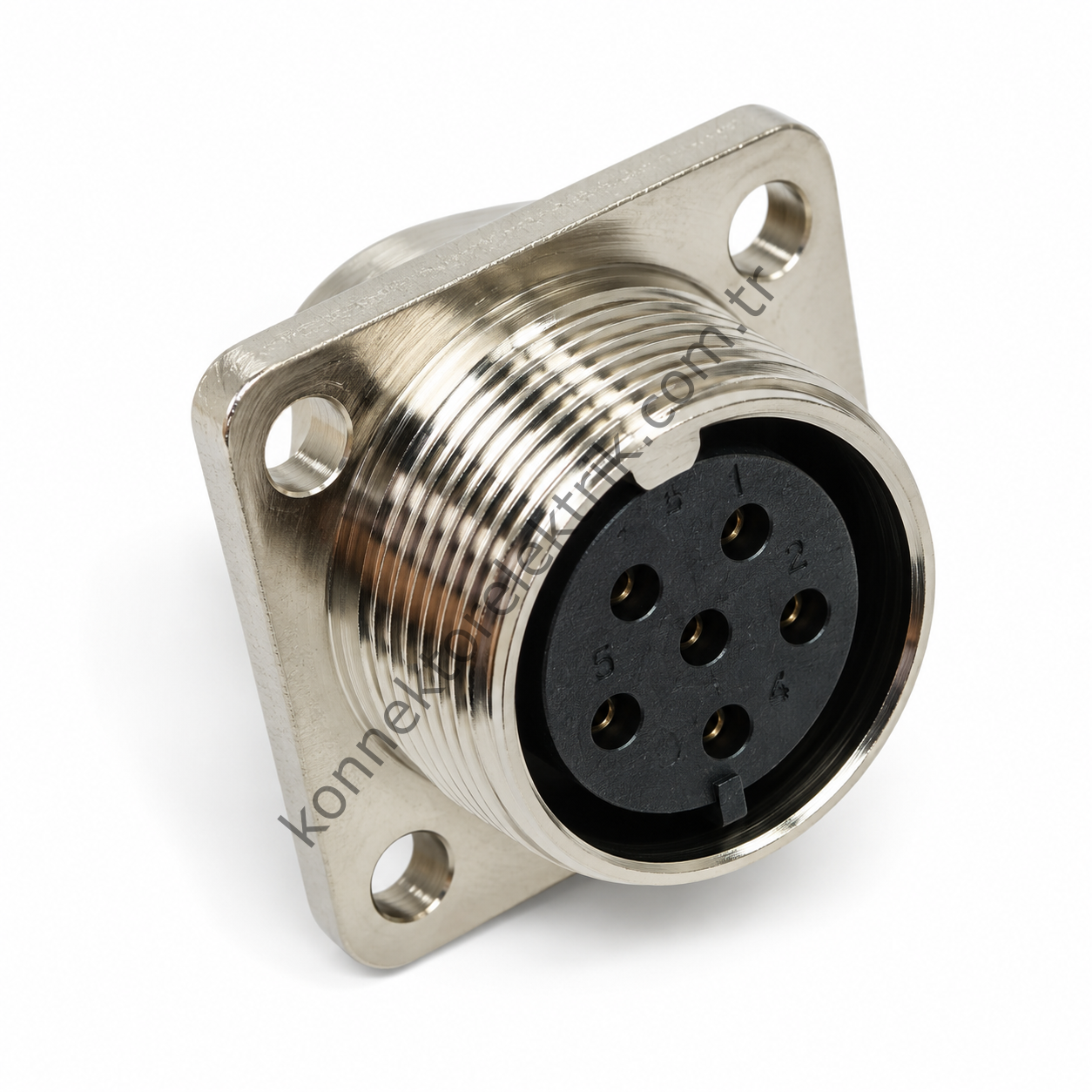 HZ CONNECTORS GX16 16MF-6H Kare Flanş 6 Pin Metal Kasa Panel Tipi Dişi Mike (Mayk) Konnektör