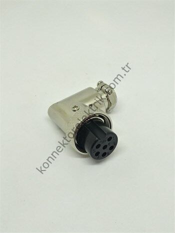 HZ CONNECTORS GX16 16M-6D 6 Pin Metal Kasa 90° Açılı Kablo Tipi Dişi Mike (Mayk) Konnektör
