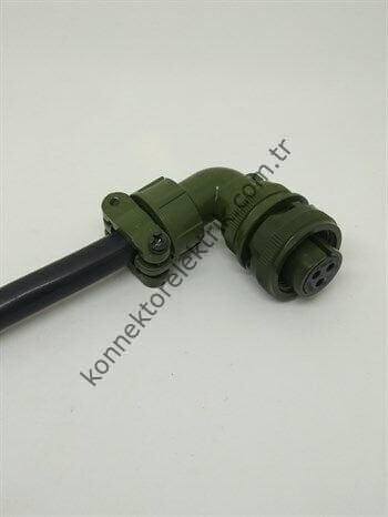 HZ CONNECTORS MS3108F 14S-7S 3 Pin Metal Kasa 90° Açılı Kablo Tipi Dişi Askeri Konnektör