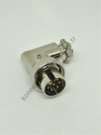 HZ CONNECTORS 16MF-7D 7 Pinli Metal Kasa 90° Açılı Kablo Tipi Erkek Konnektör