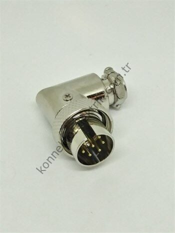 HZ CONNECTORS 16MF-7D 7 Pinli Metal Kasa 90° Açılı Kablo Tipi Erkek Konnektör