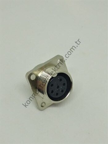 HZ CONNECTORS GX16 16MF-7H Kare Flanş 7 Pin Metal Kasa Panel Tipi Dişi Mike (Mayk) Konnektör
