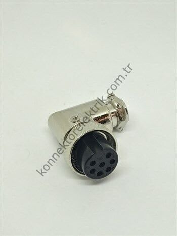 HZ CONNECTORS GX16 16M-7D 7 Pin Metal Kasa 90° Açılı Kablo Tipi Dişi Mike (Mayk) Konnektör