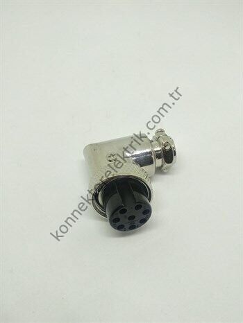 HZ CONNECTORS GX16 16M-8D 8 Pin Metal Kasa 90° Açılı Kablo Tipi Dişi Mike (Mayk) Konnektör