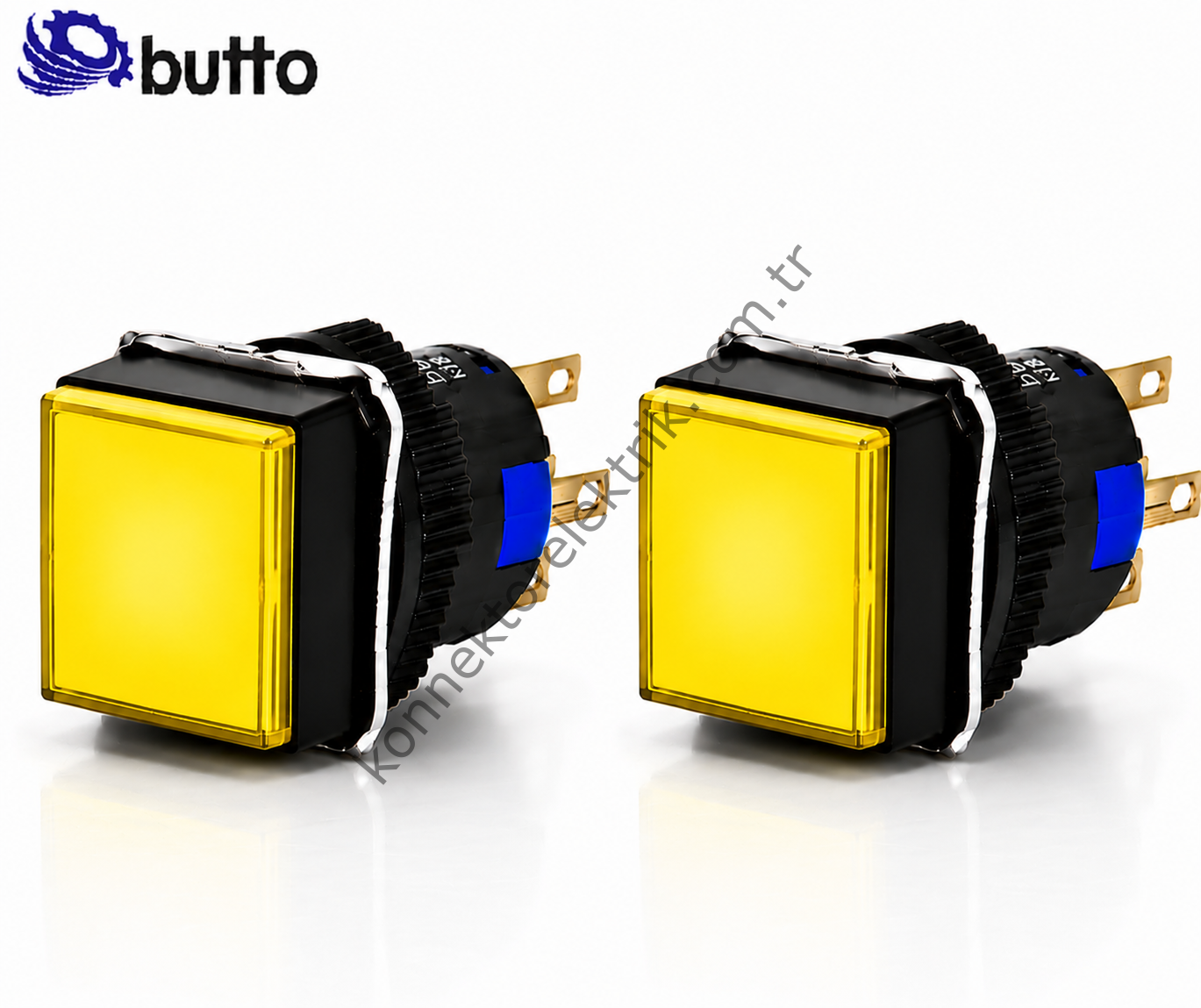 BUTTO  K16-281-YA2  16mm Kare Plastik Gövde Yaylı Buton Led Işıklı 220V AC