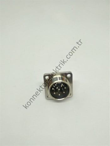 HZ CONNECTORS GX16 16M-8H Kare Flanş 8 Pin Metal Kasa Panel Tipi Erkek Mike (Mayk) Konnektör