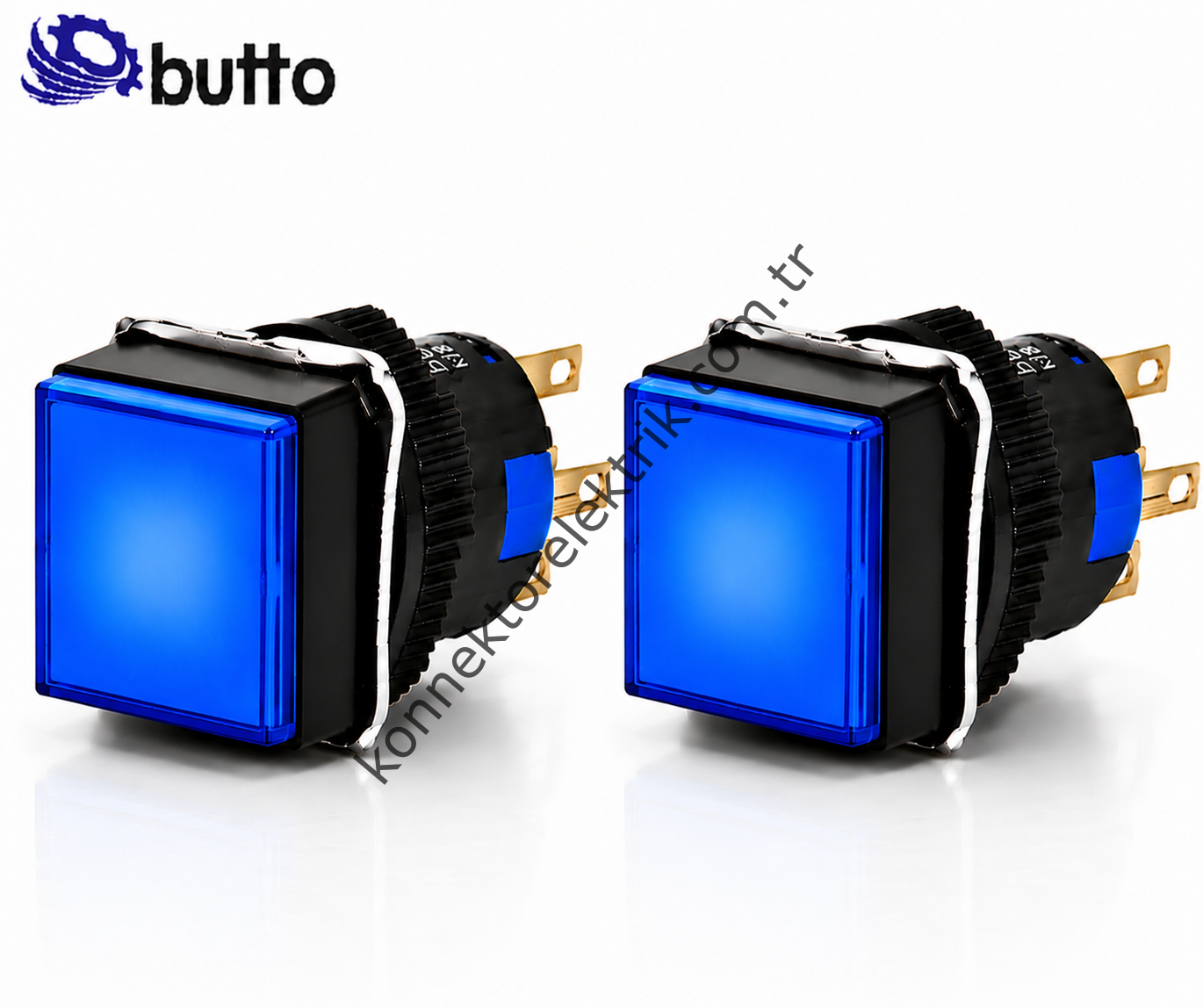 BUTTO  K16-281-BA2  16mm Kare Plastik Gövde Yaylı Buton Led Işıklı 220V AC