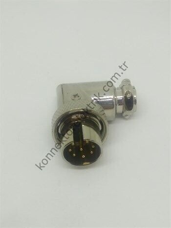 HZ CONNECTORS GX16 16MF-8D 8 Pin Metal Kasa 90° Açılı Kablo Tipi Erkek Mike (Mayk) Konnektör